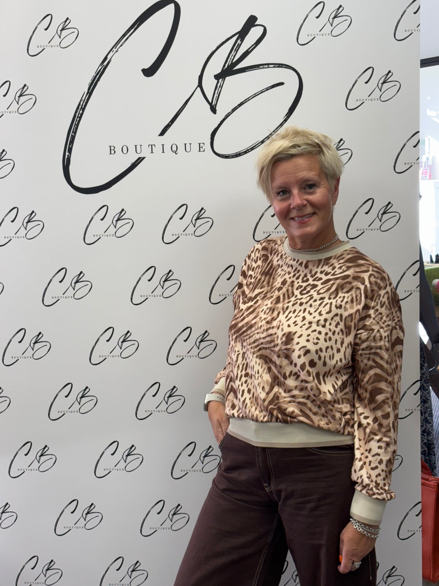 Amelia Leopard print round neck top
