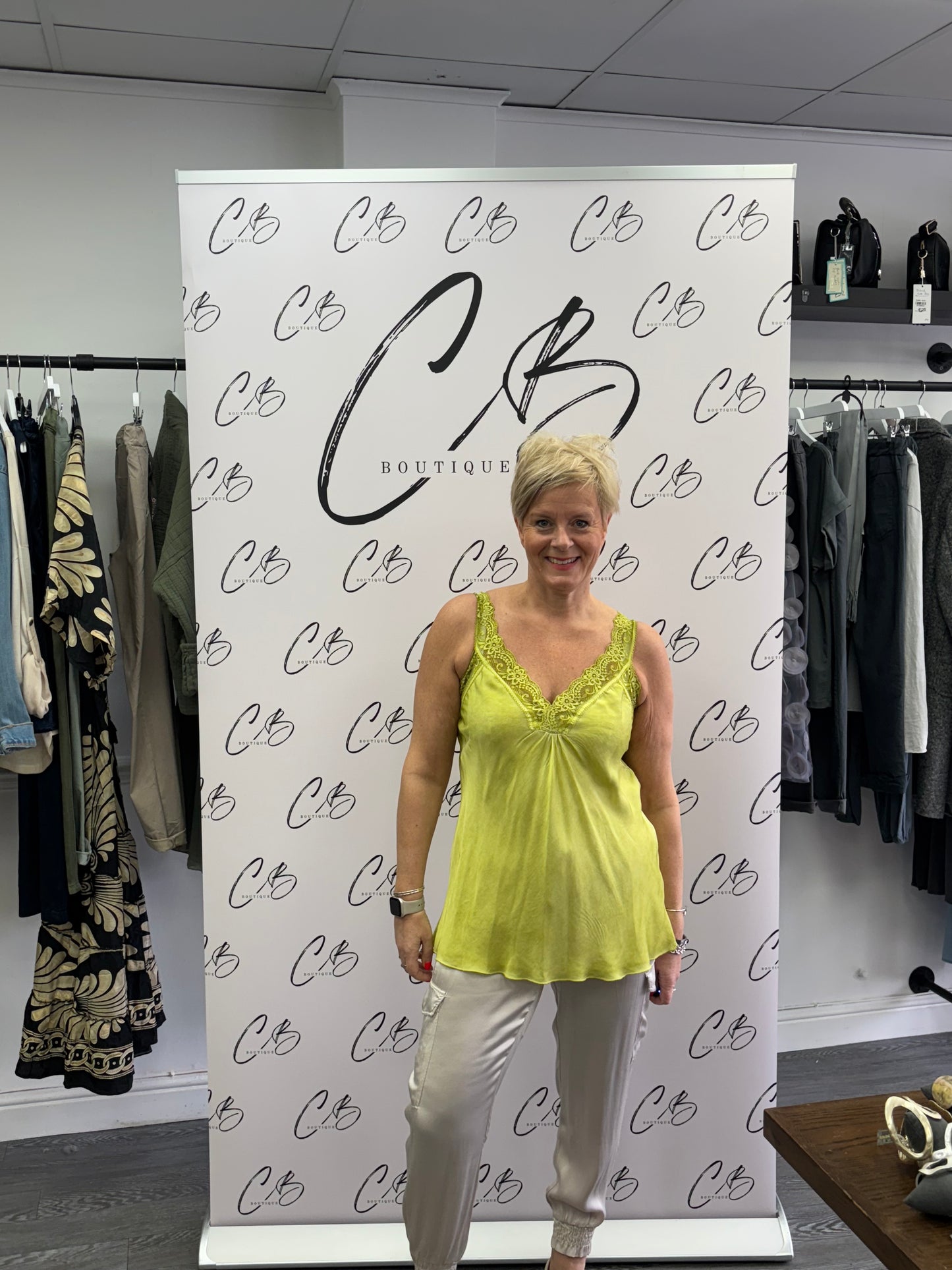 Satin Vest - lime green