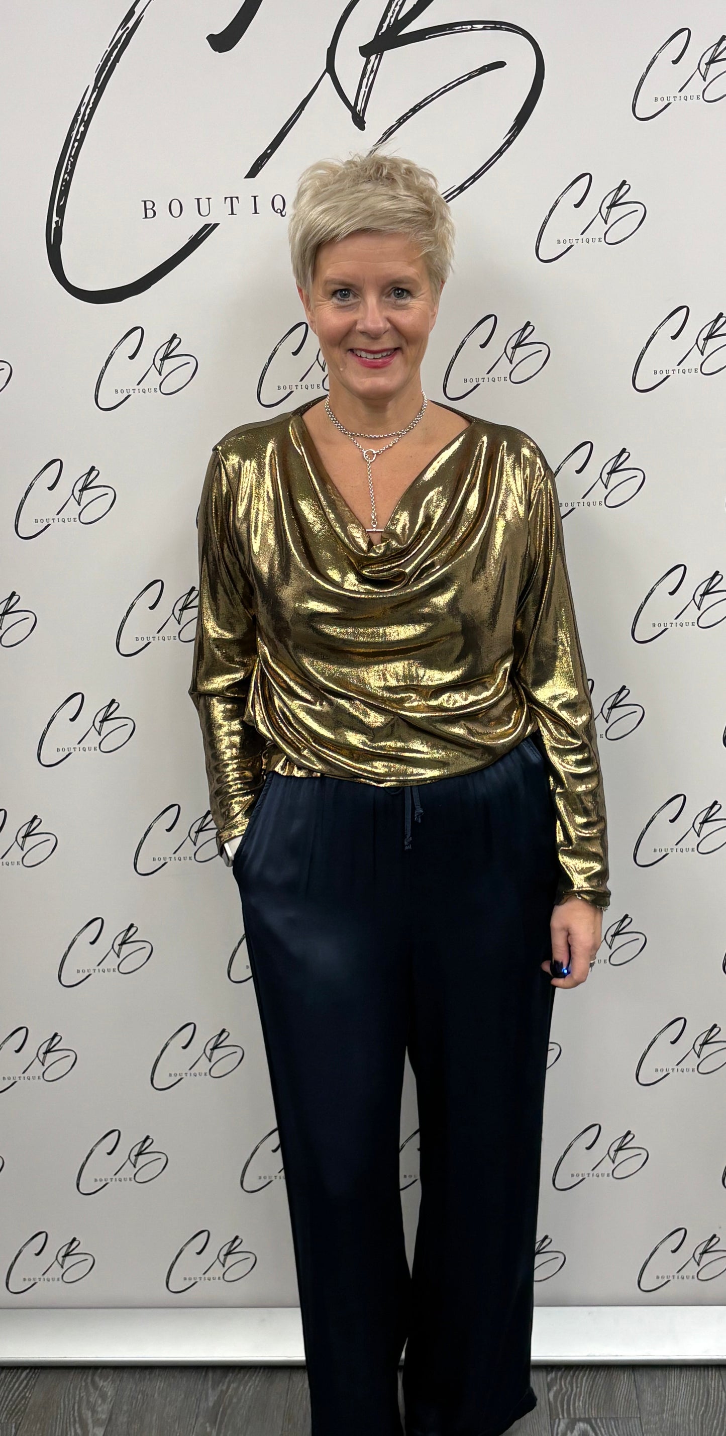 Gold Metallic long sleeve top