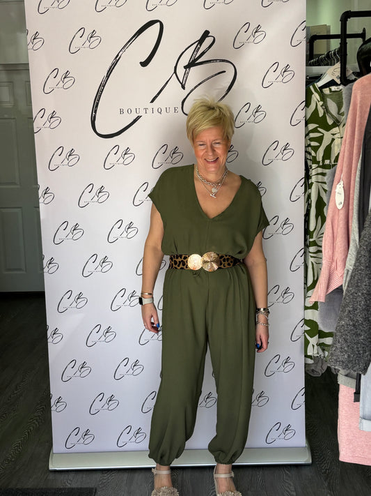 Elasticated cuff Jumpsuit - Khaki