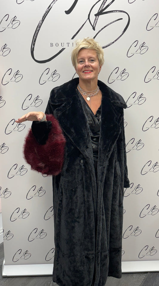 Faux Fur Coat-Black