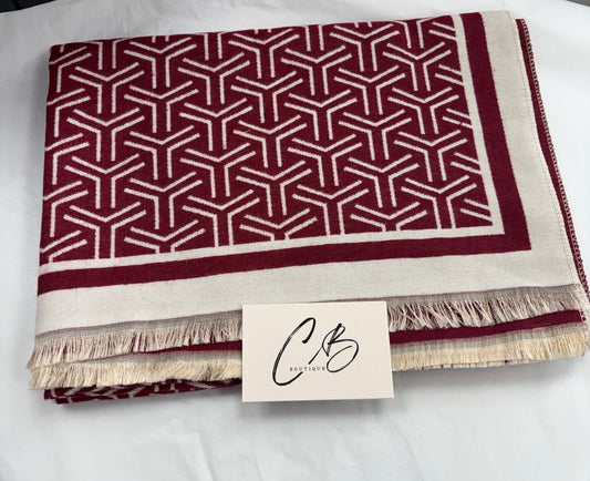 Wine and cream scarf