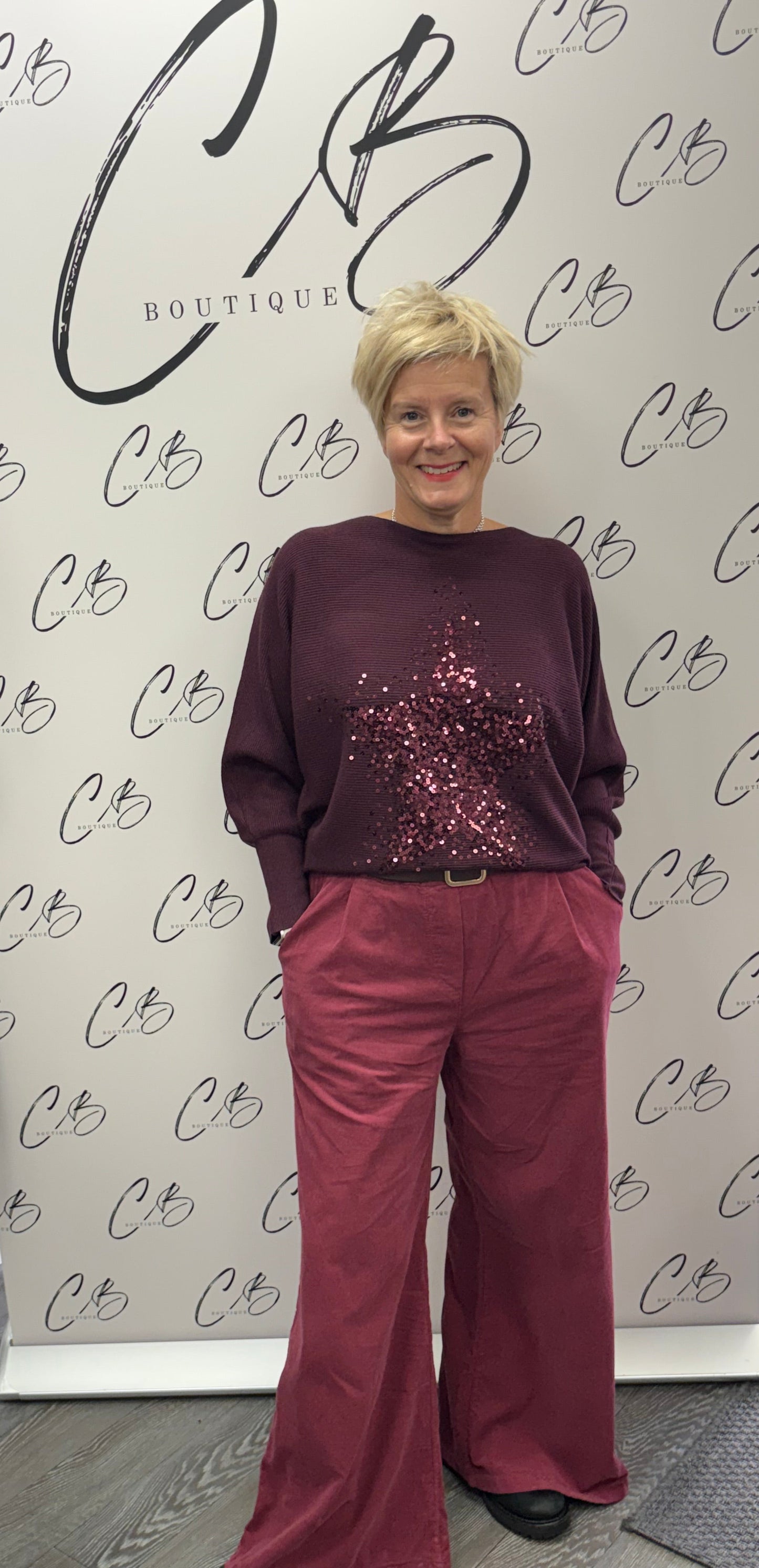 Belted Cord Wine Trouser