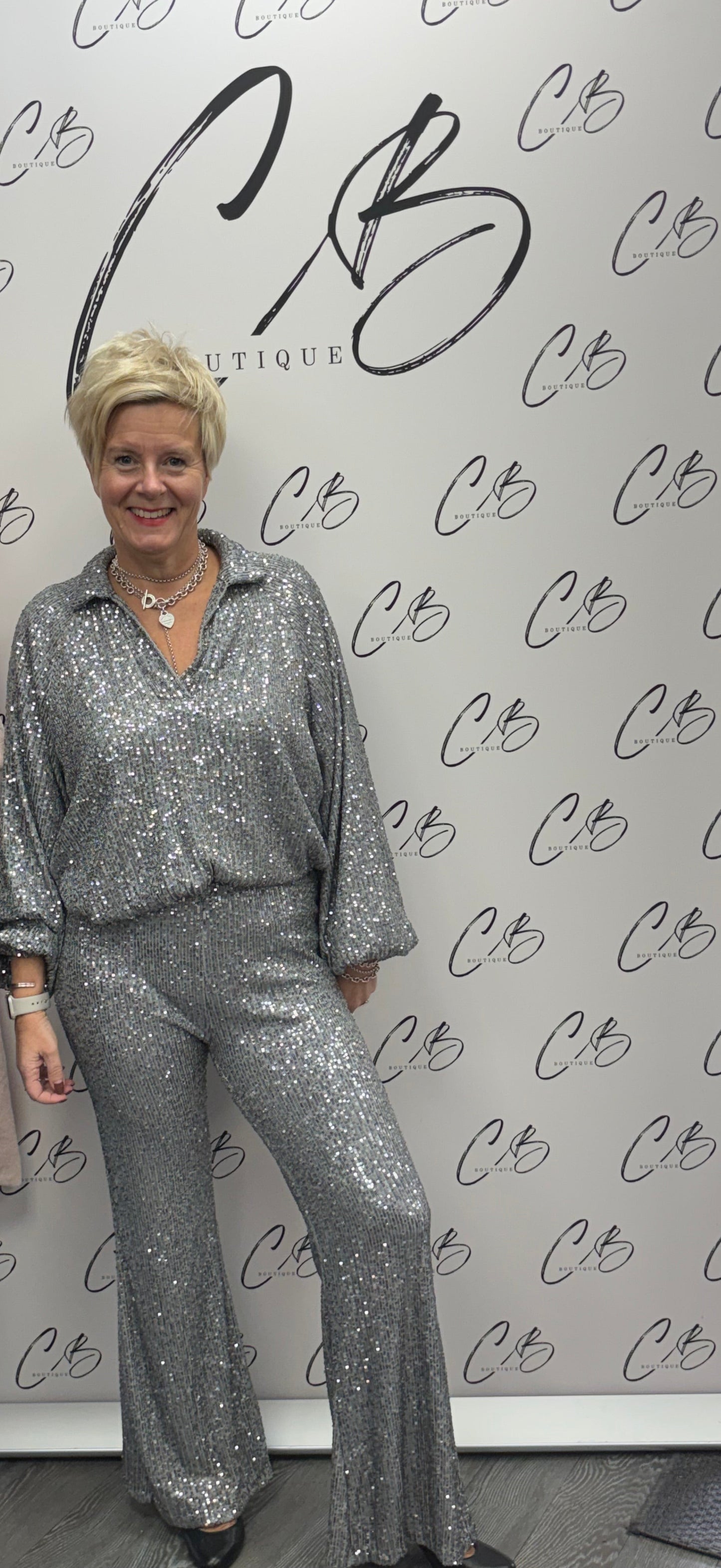 Silver Sequin Trousers