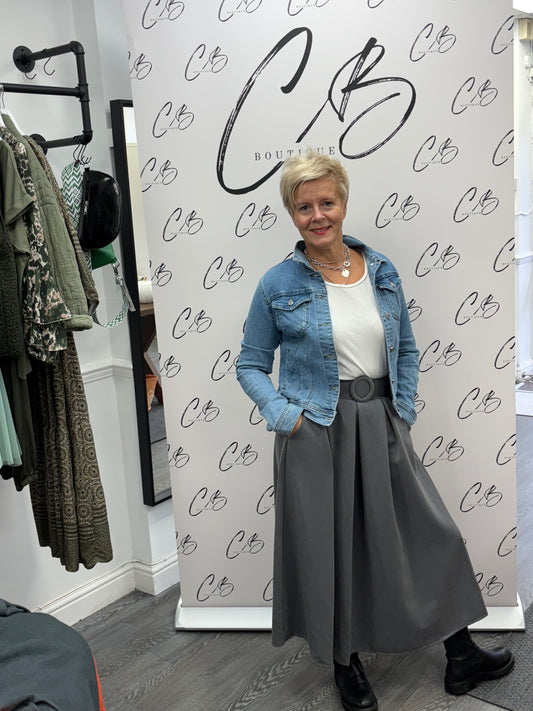 Gloria Grey Belted Skirt