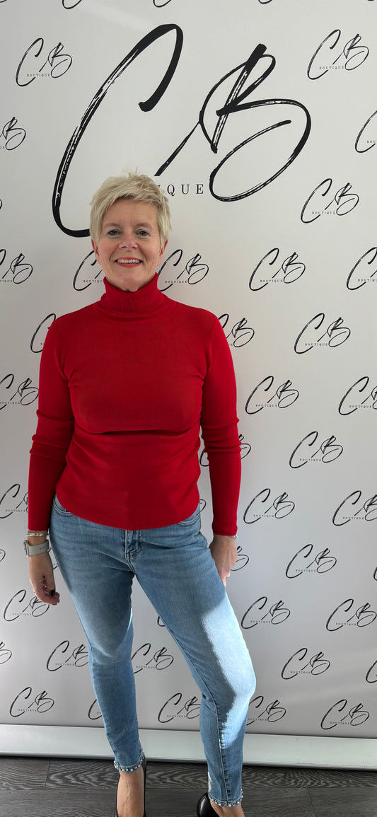 Red Polo Neck Jumper