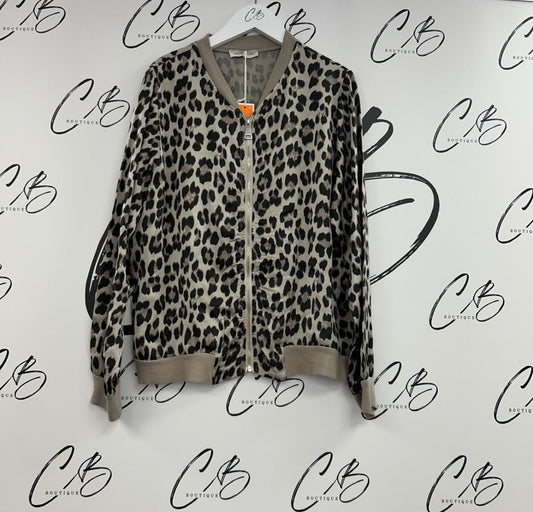 Leopard print Satin Bomber Jacket