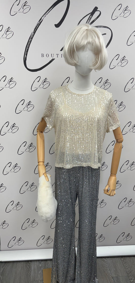 Kylie champagne sequin top