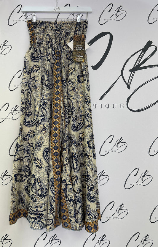 Navy Satin Palazzo Trousers