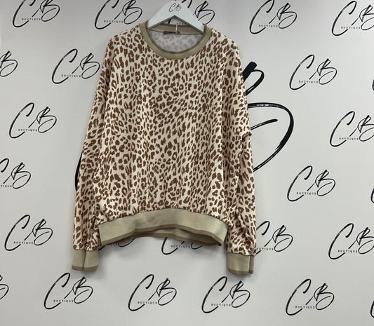 Sand Leopard print round neck top
