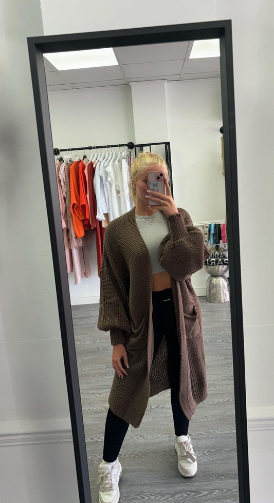 Chocolate  Long chunky cardigan
