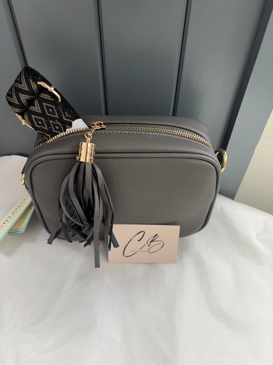 Astrid dark grey hand Bag with tassle