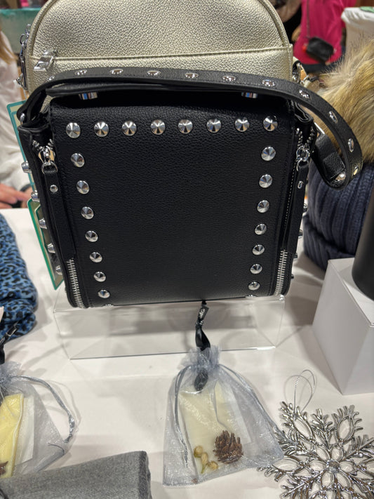 Black studded hand bag