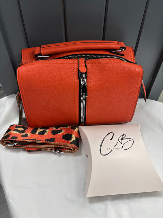 Orange with zip hand bag