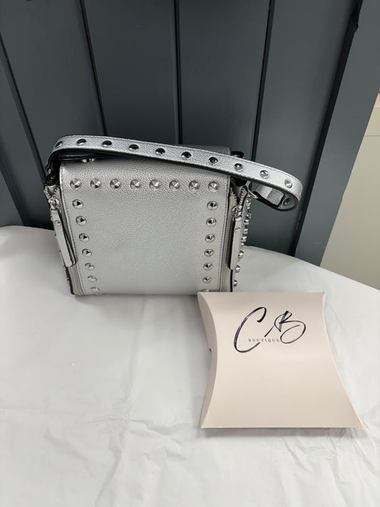 Silver studded hand bag