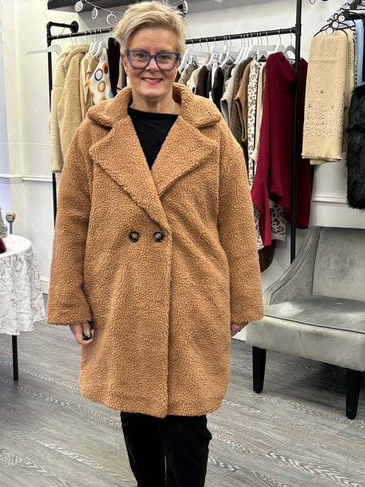Teddy short Coat  - camel