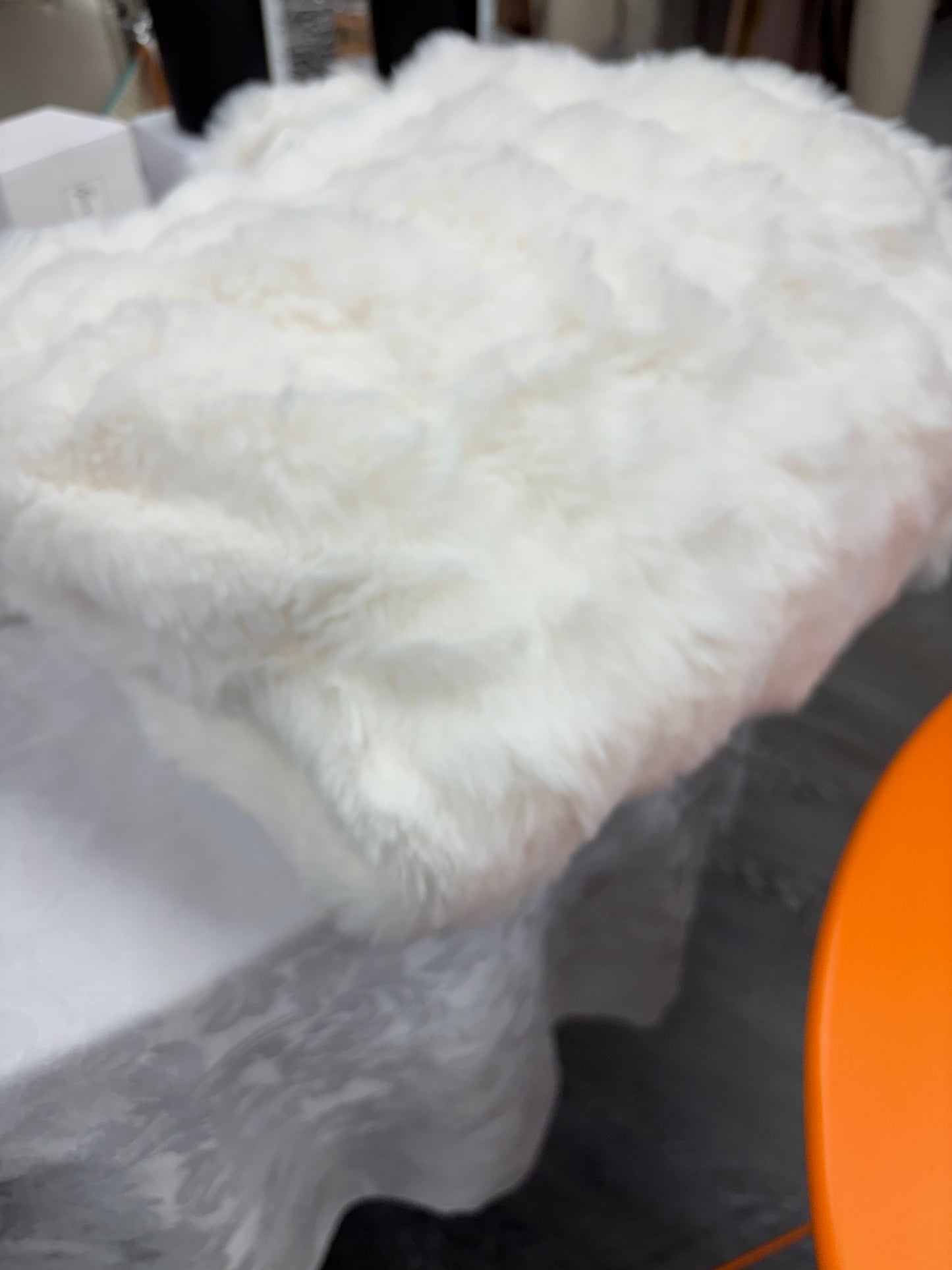 Champagne faux fur throw