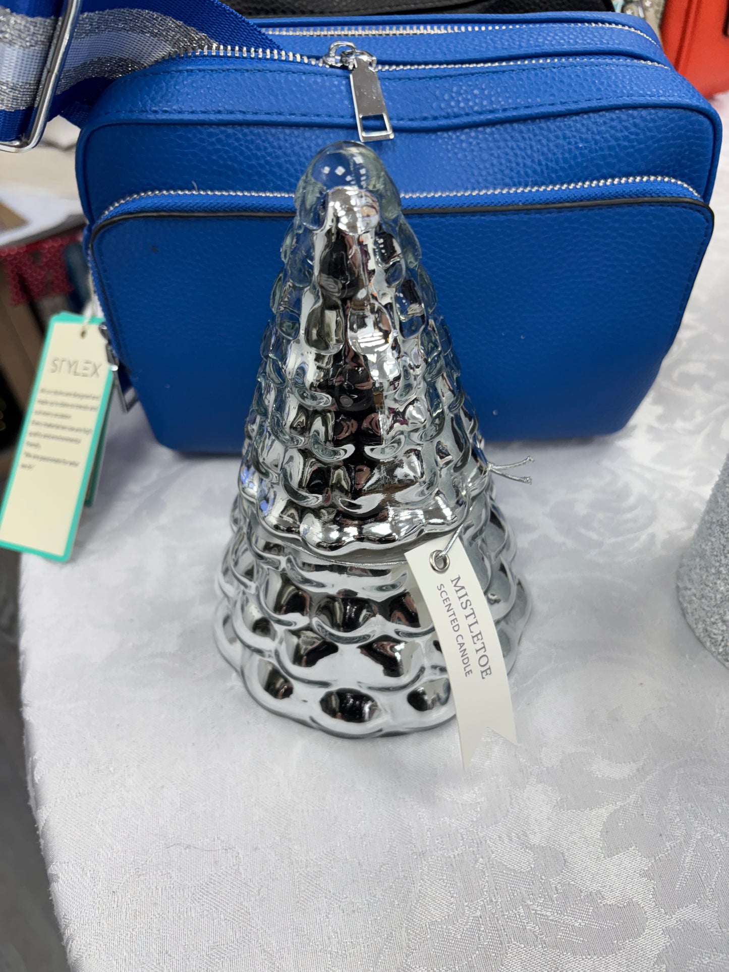 Silver xmas tree candles