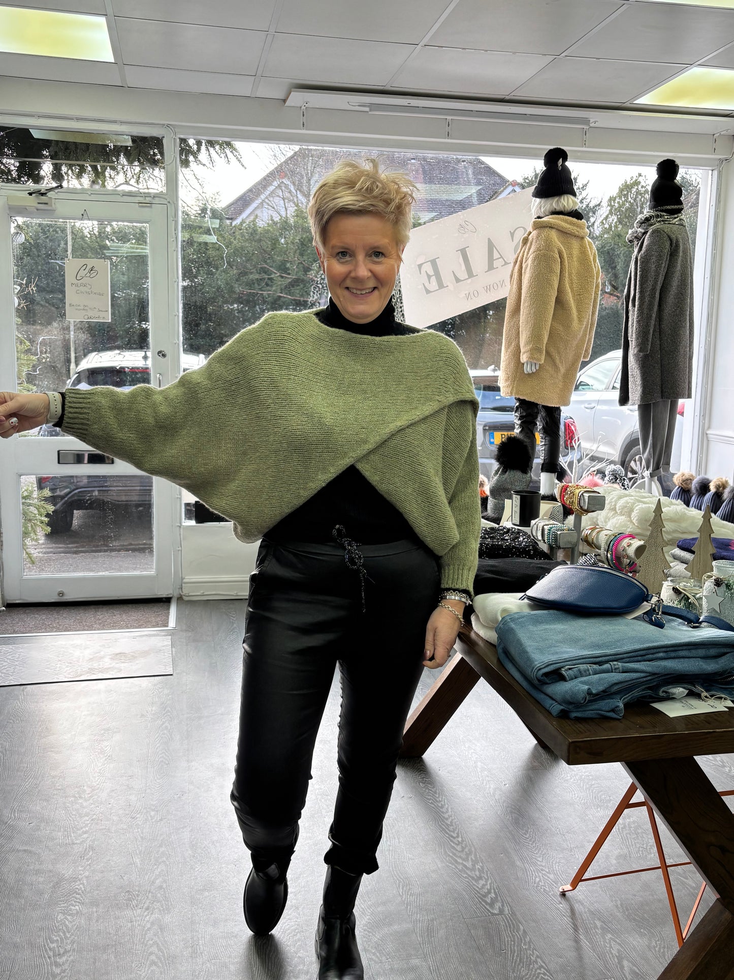 Chunky Khaki Poncho Bat Wing Jumper