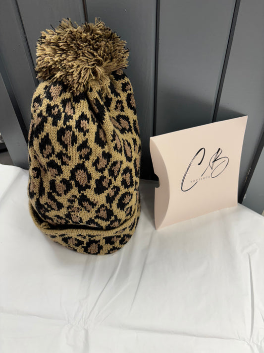 leopard print Woollen Bobble hat