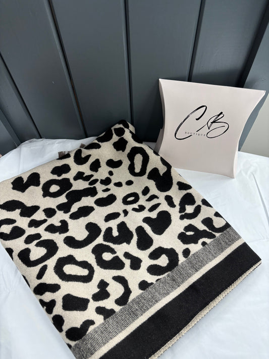 Cream and black animal designer style scarf
