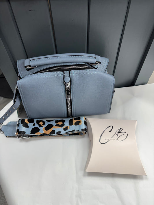 Blue with zip hand bag