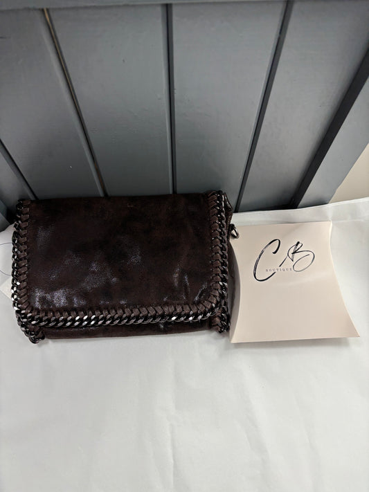 Chocolate large metallic and chain handbag