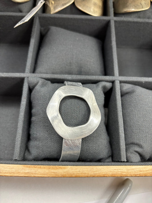 Silver oval leather strap Bracelet
