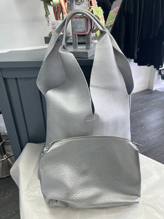 Silver double handbag
