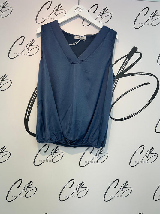 Astrid midnight blue Satin Top